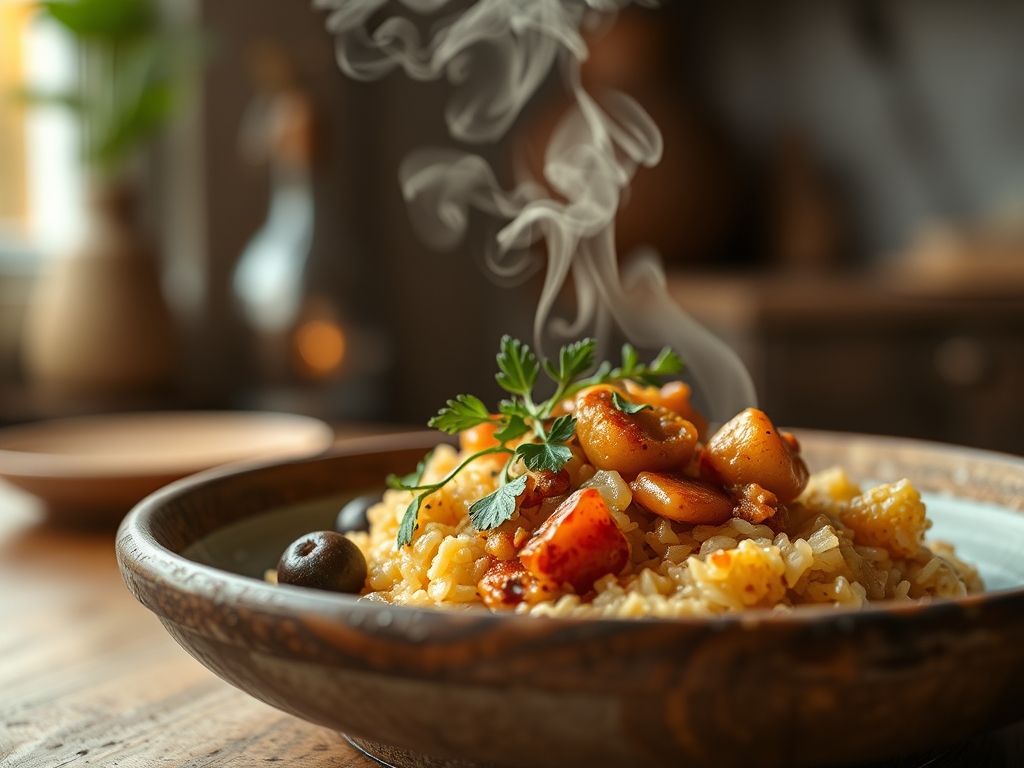 Arroz de frutos do mar pelado