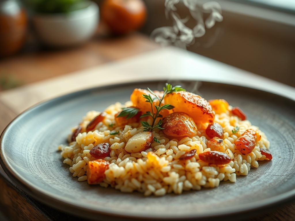 Arroz de frutos do mar pelado