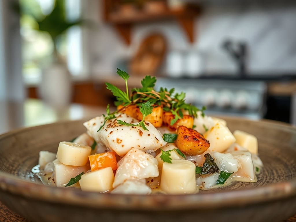 Ceviche de peixe branco fresco