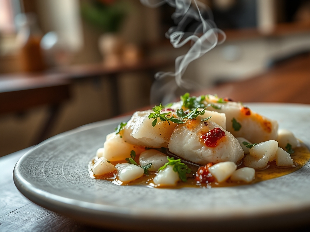 Ceviche de peixe branco fresco