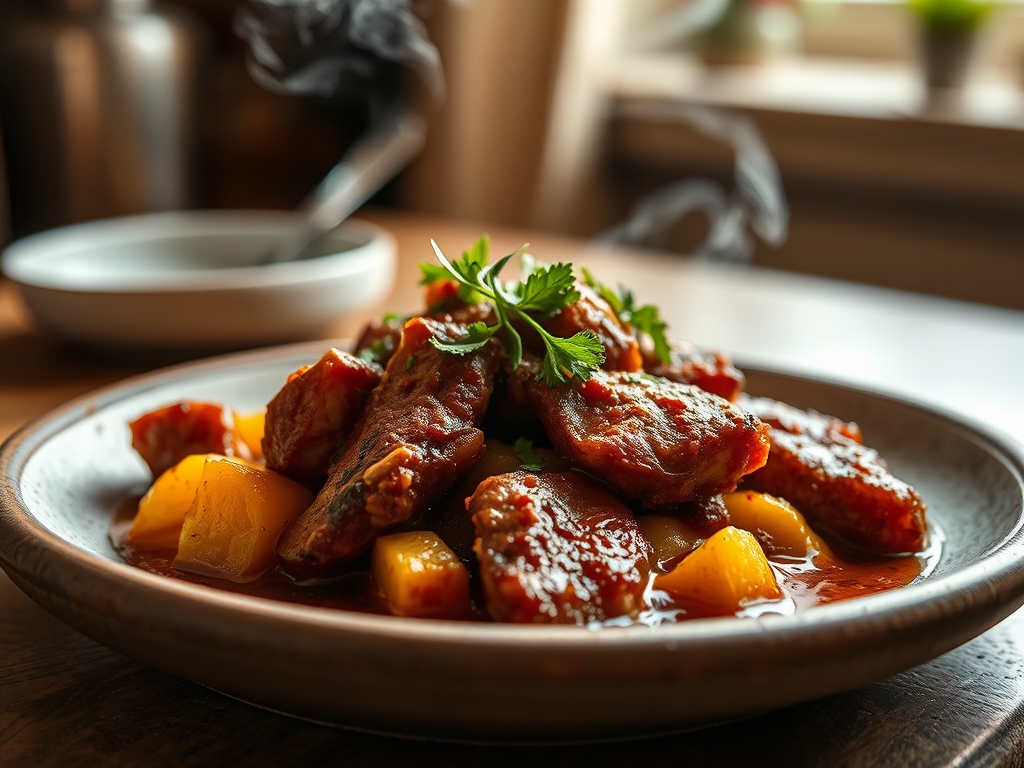 Ensopado de batata com carne