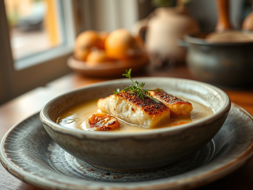 Sopa de peixe branca família