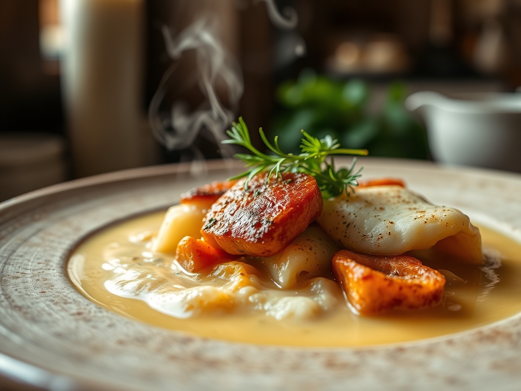 Sopa de peixe branca família